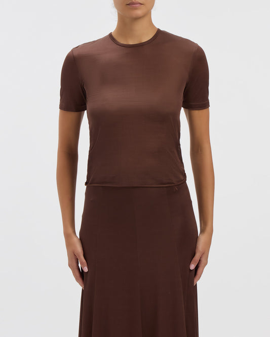 Semi-Sheer Luna Tee in Chocolate