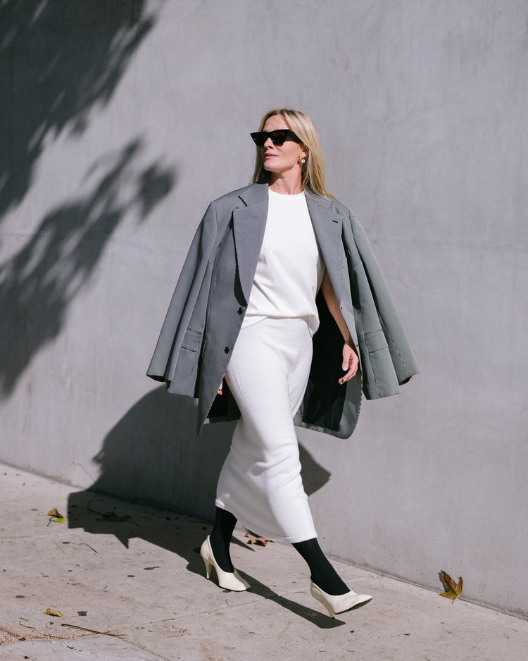 Dara Sweater Skirt in Blanc