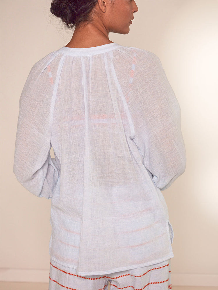 Mita Button Up Blouse in Nefas Sky