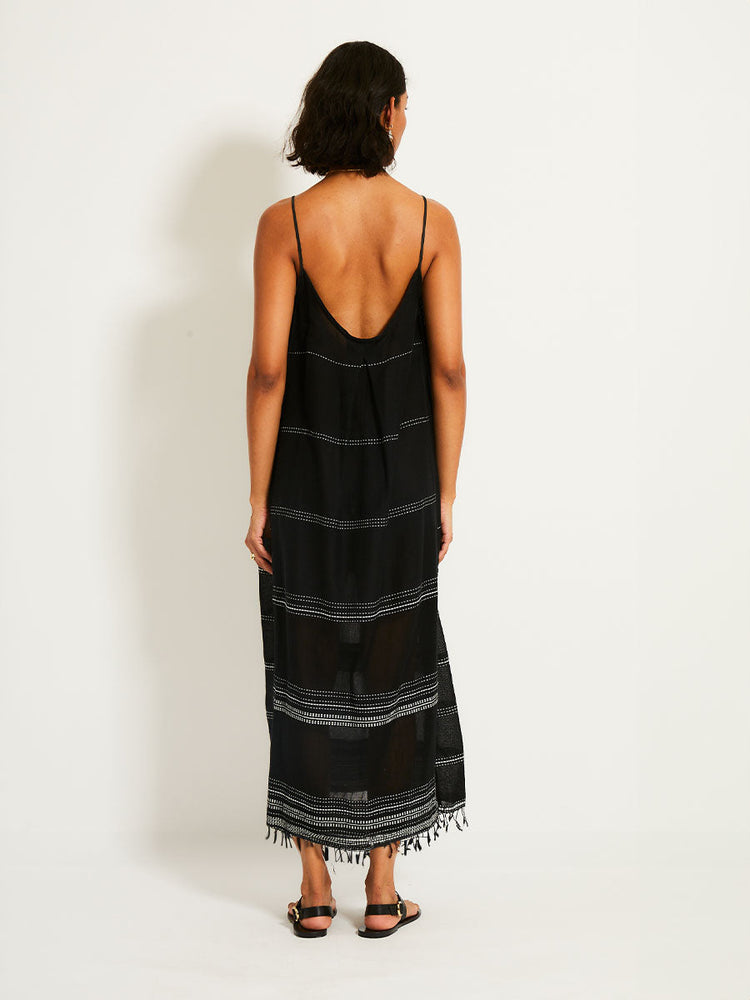 Nia Slip Dress in Leliti Black