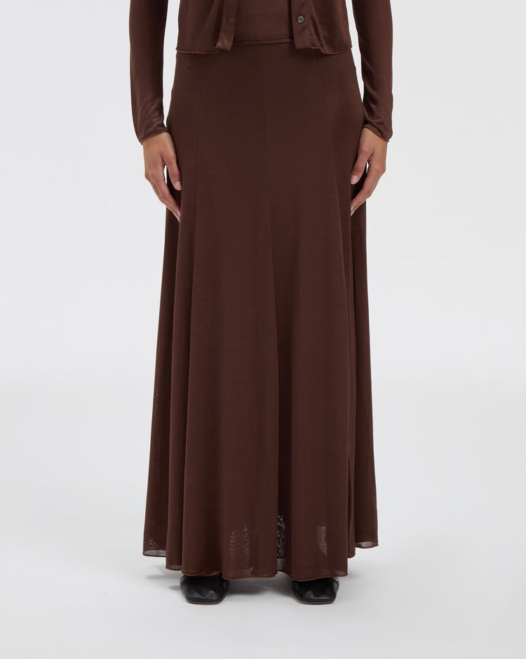 Semi-Sheer Olivia Skirt in Chocolate