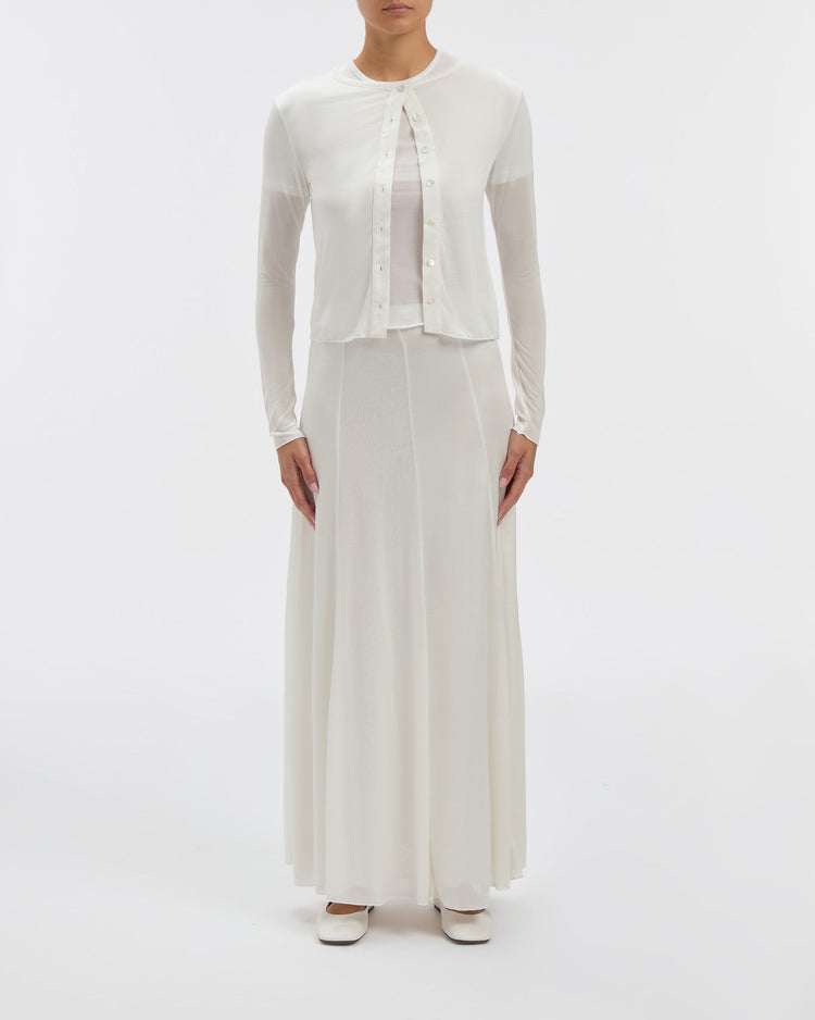 Semi-Sheer Olivia Skirt in Blanc