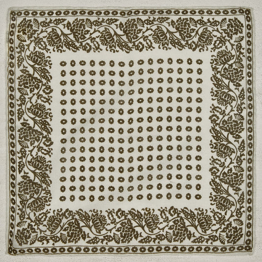 Cashmere and Silk Provence Geometric Pocket Square in Khaki