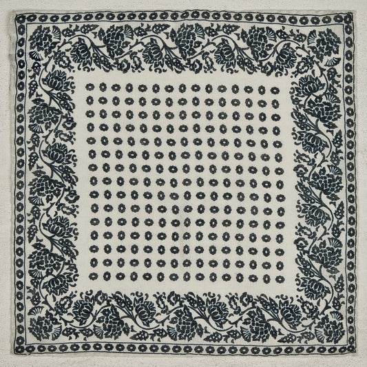 Cashmere And Silk Provence Geometric Pocket Square in Dark Navy