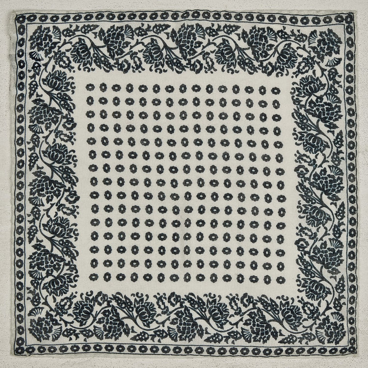 Cashmere And Silk Provence Geometric Pocket Square in Dark Navy