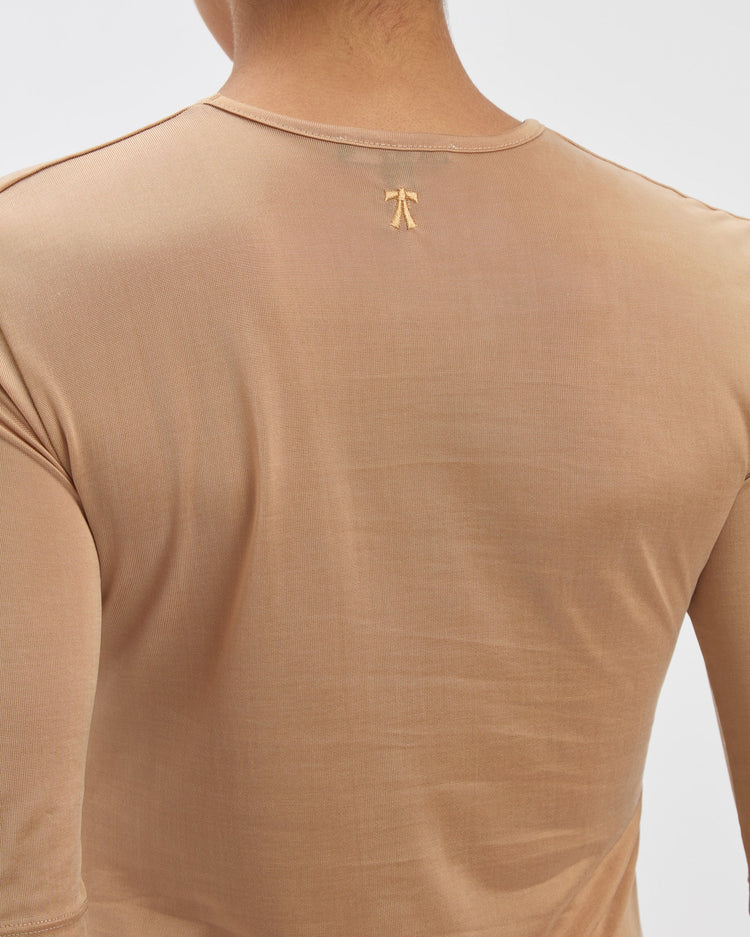 Semi-Sheer Ramya Dress in Caramel