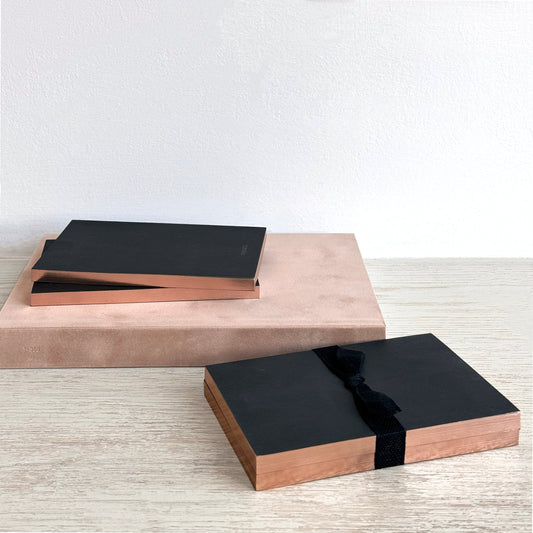 Little Black Notebooks with Rose Gold Edging (Set of 2)
