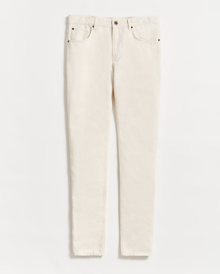 Men’s Cotton Linen Five Pocket Pant in Eggshell