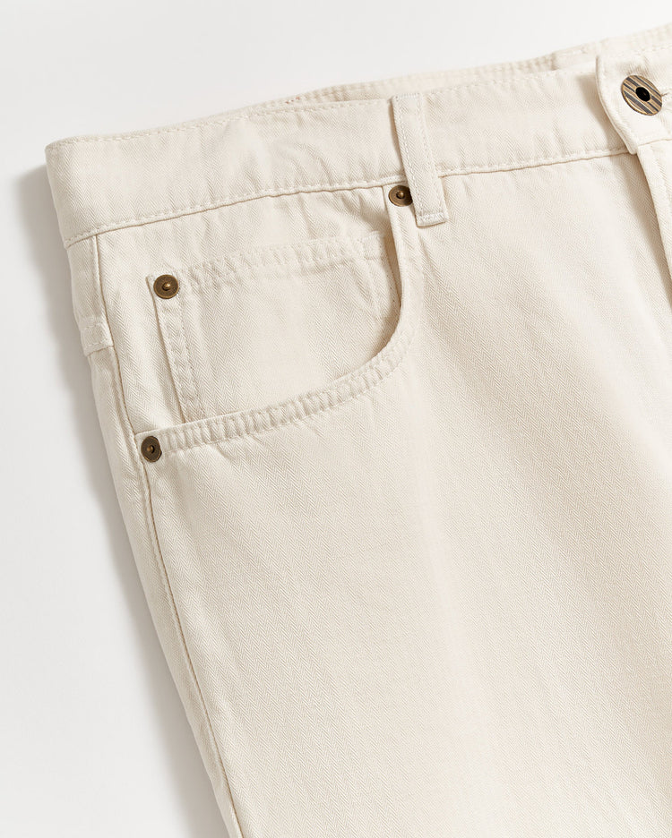 Men’s Cotton Linen Five Pocket Pant in Eggshell