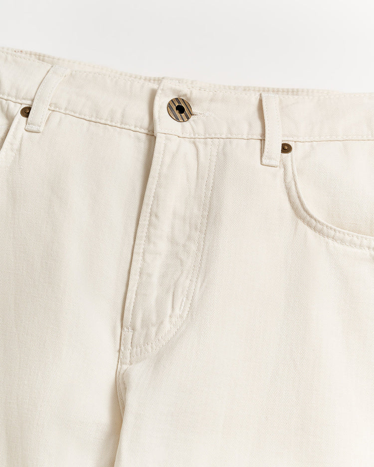 Men’s Cotton Linen Five Pocket Pant in Eggshell