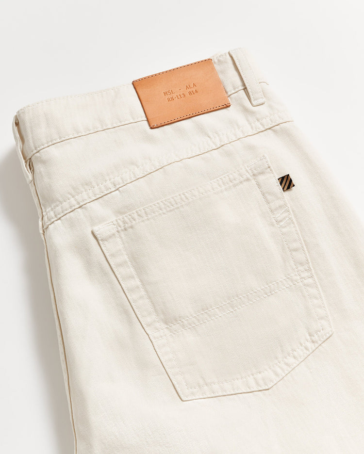 Men’s Cotton Linen Five Pocket Pant in Eggshell