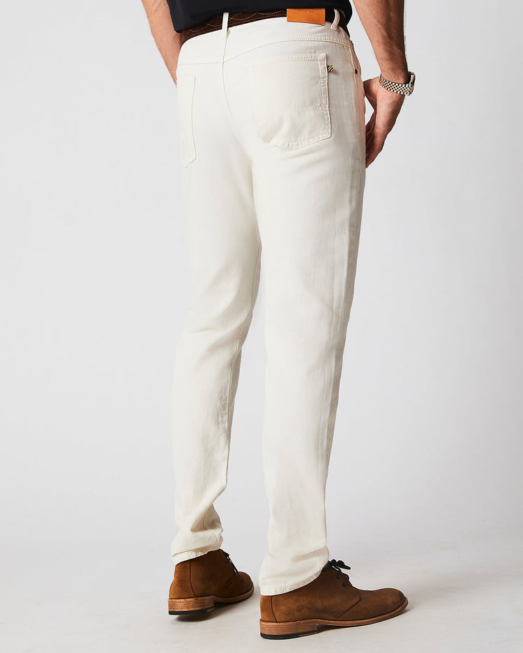 Men’s Cotton Linen Five Pocket Pant in Eggshell