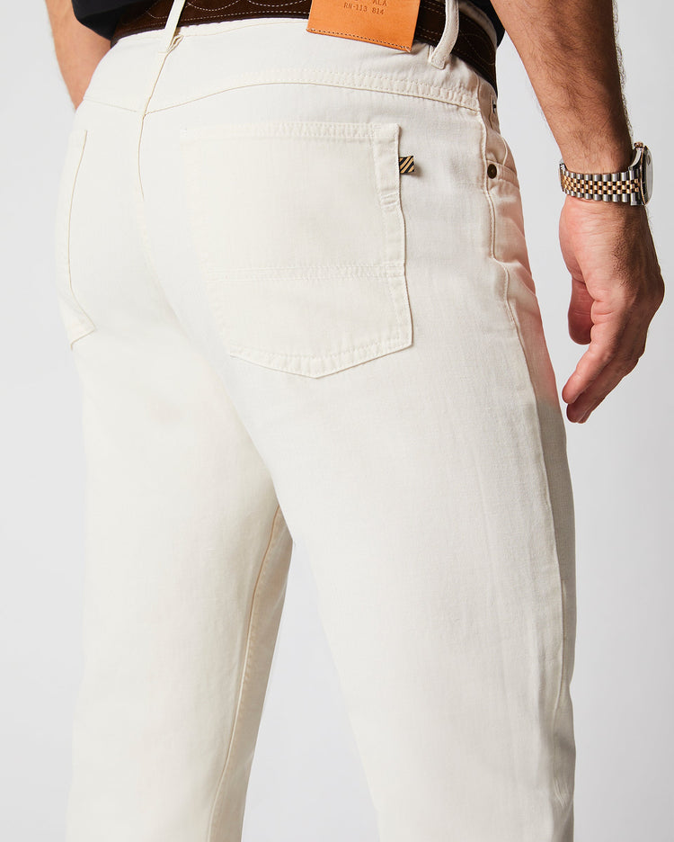 Men’s Cotton Linen Five Pocket Pant in Eggshell