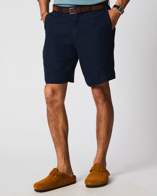 Men’s Linen Moore Short in Carbon Blue