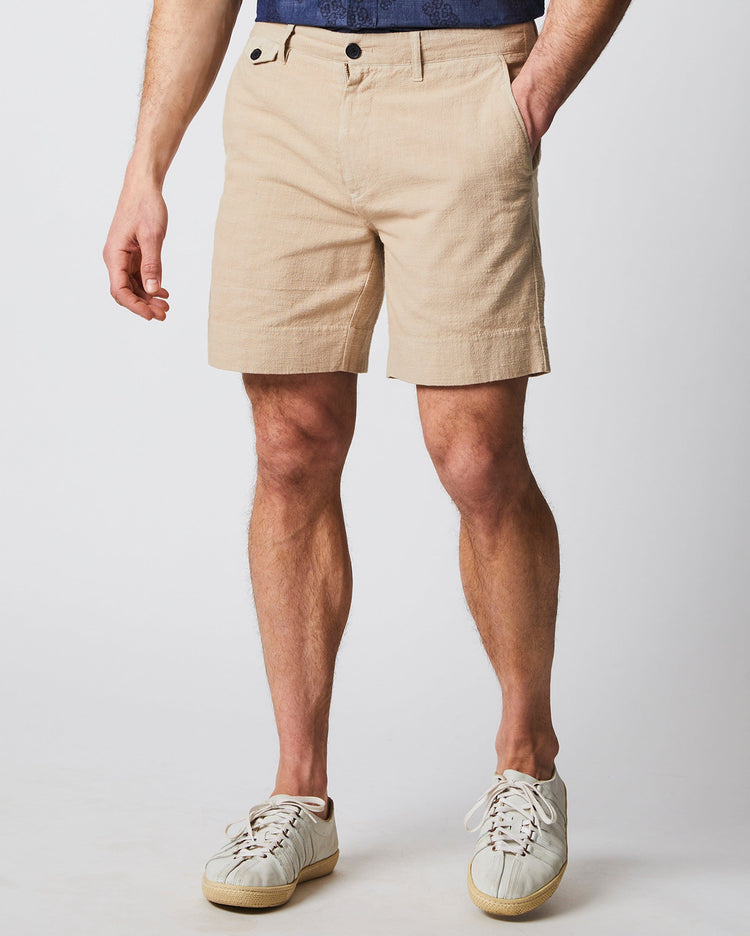 Men’s Slub Cotton Short in Khaki