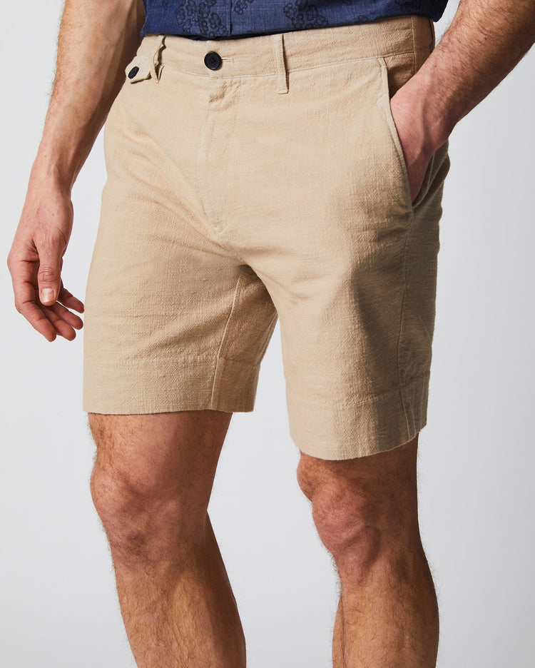 Men’s Slub Cotton Short in Khaki