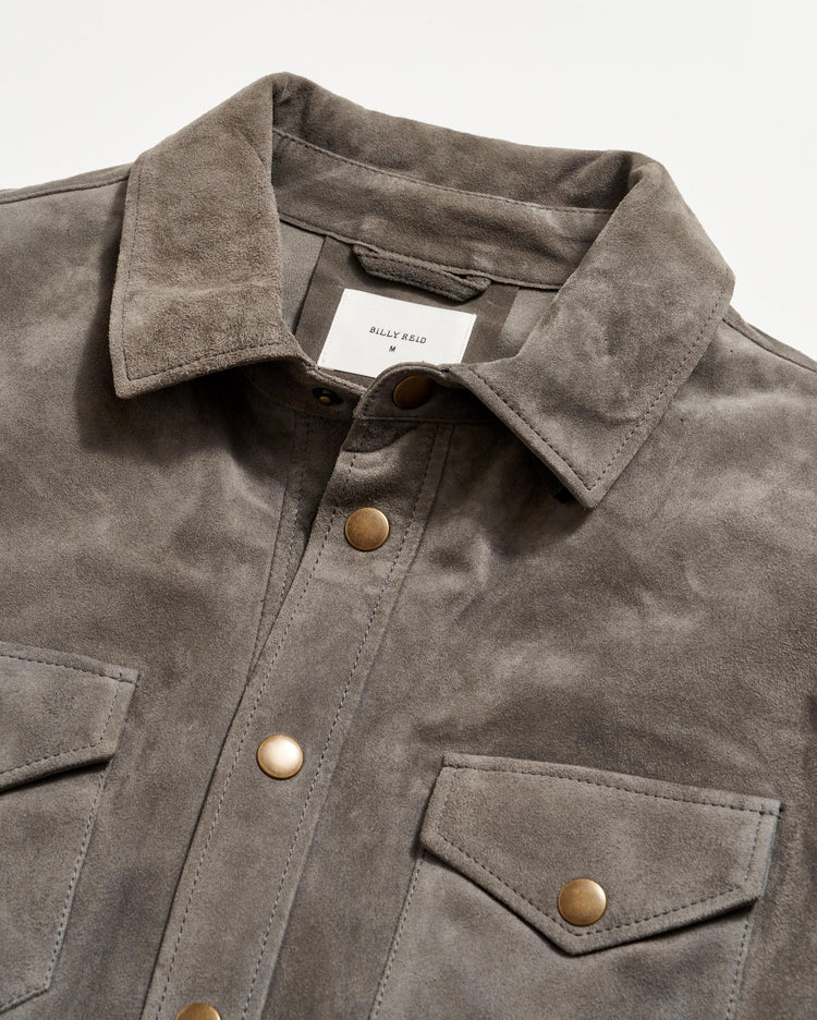Savoy Suede Workshirt in Gunmetal