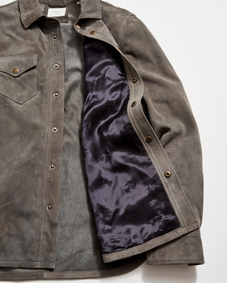 Savoy Suede Workshirt in Gunmetal