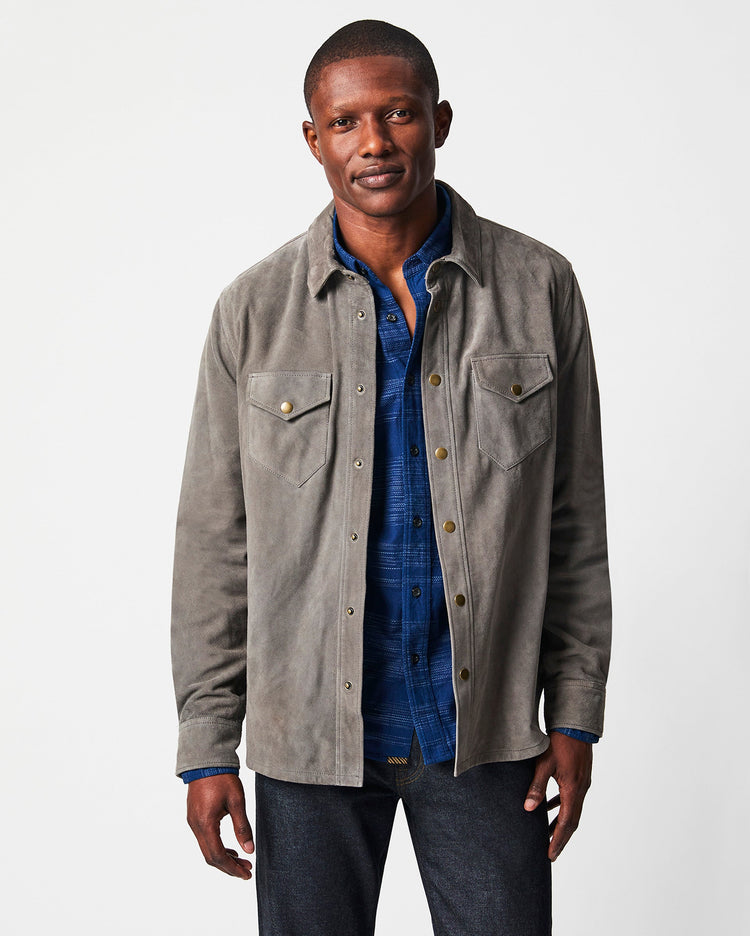Savoy Suede Workshirt in Gunmetal