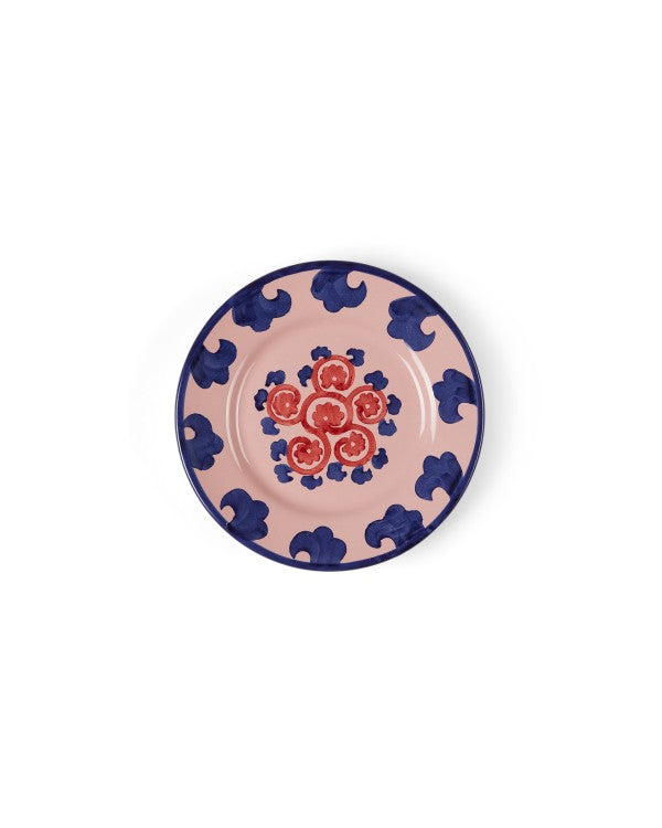 Flower Dessert Plate in Pink, Blue, & Red