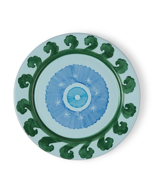 Circle Charger Plate in Blue & Green