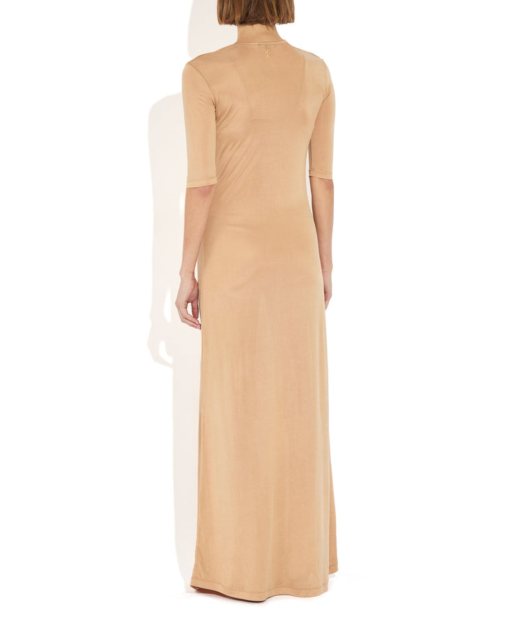 Semi-Sheer Ramya Dress in Caramel