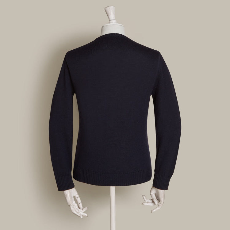 Soft Extrafine Merino Wool Sweater in Dark Navy