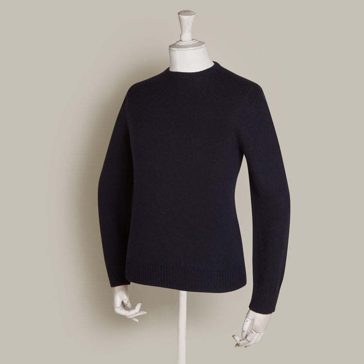 Soft Extrafine Merino Wool Sweater in Dark Navy