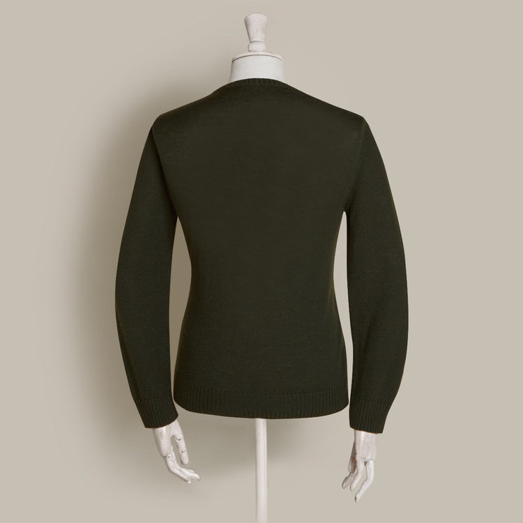 Soft Extrafine Merino Wool Sweater in Khaki