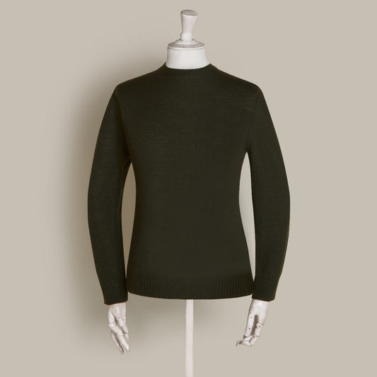 Soft Extrafine Merino Wool Sweater in Khaki