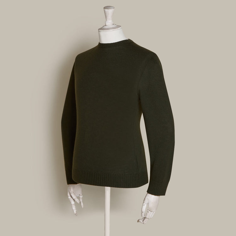 Soft Extrafine Merino Wool Sweater in Khaki