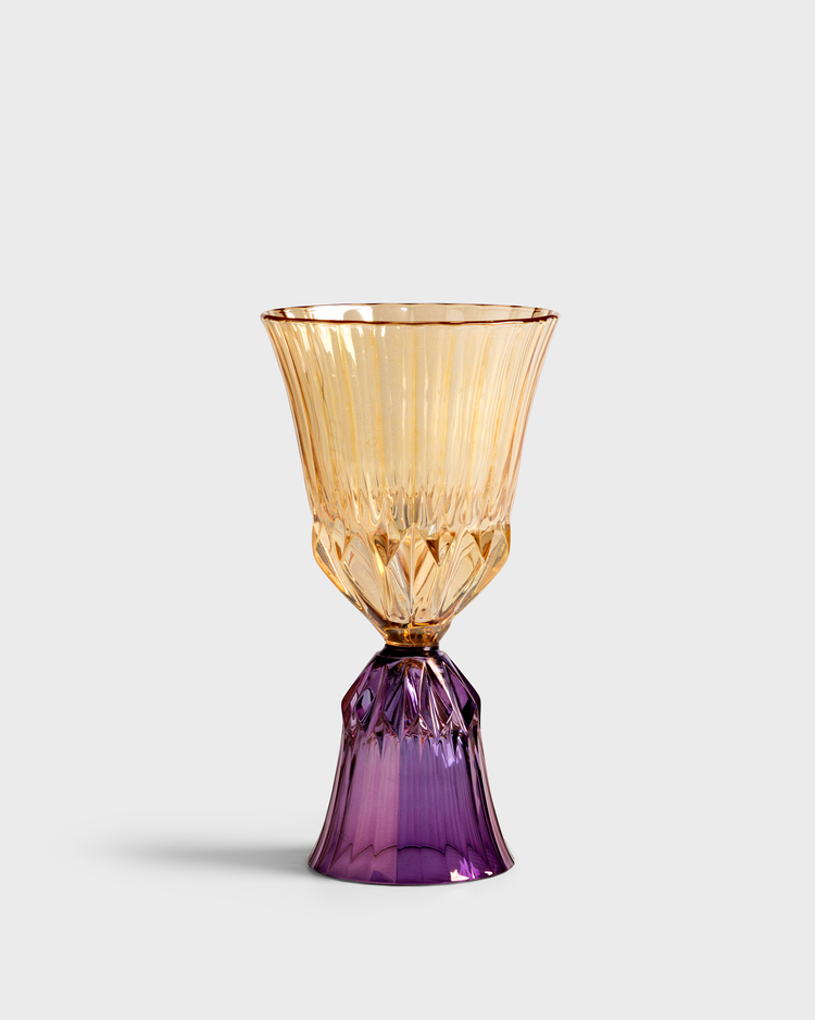 Sardegna Crystal Stemmed Glass in Amber & Purpura