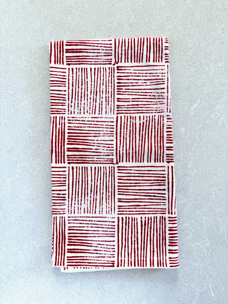 Table Throw in Striped, Red