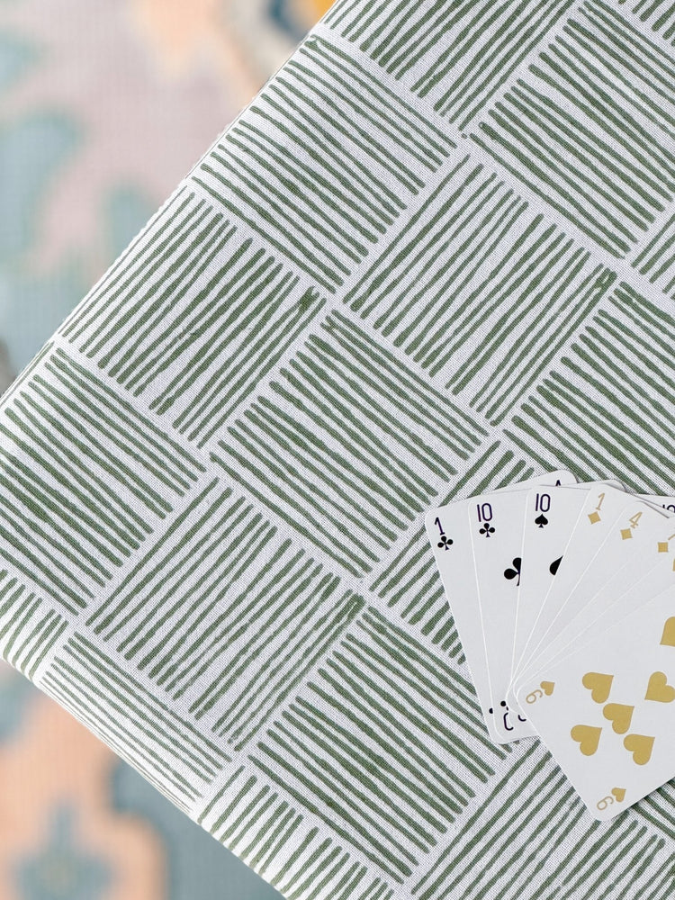 Table Throw in Striped, Sage