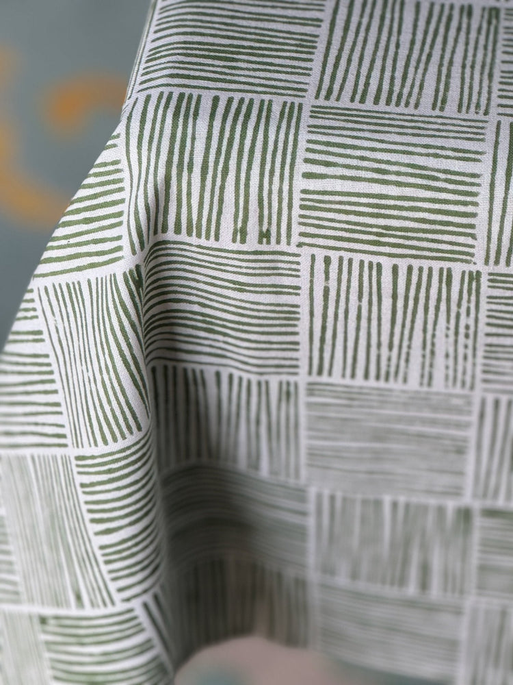 Table Throw in Striped, Sage
