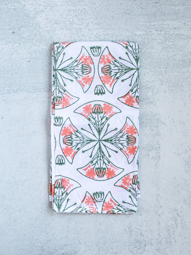 Tea Towel in Mosaic, Sage & Melon