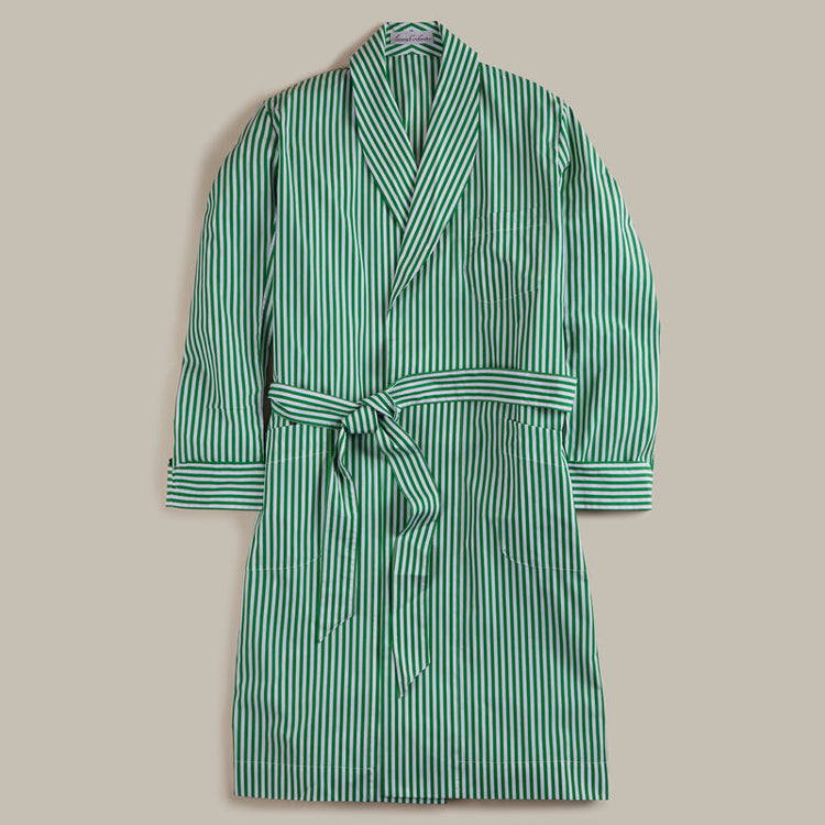 George Cortina Striped Robe in Green