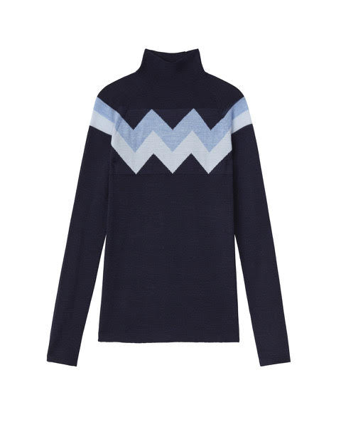 Chevron Merino Mock Neck Sweater