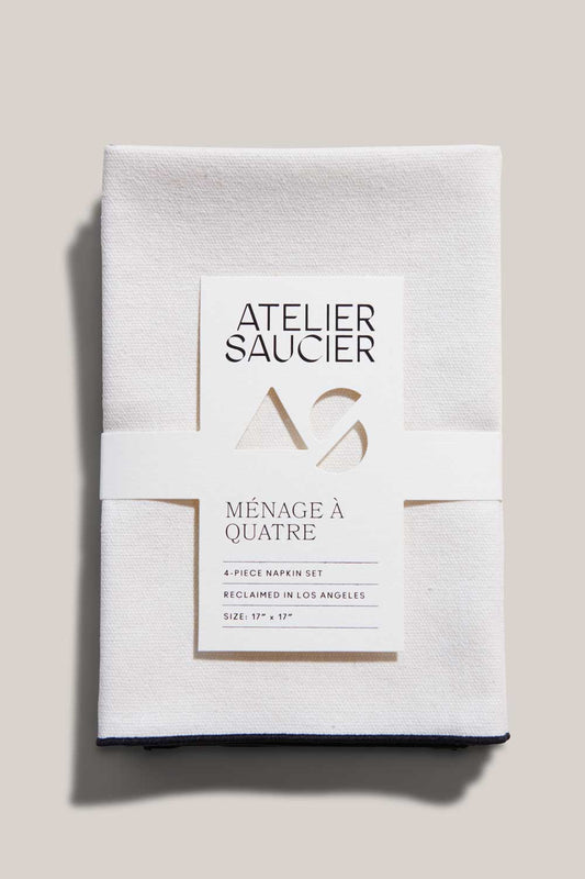 Cream Burlap Noir Napkin, Set of Four