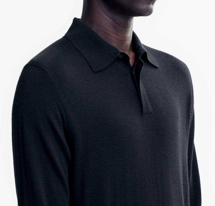 Charles Men’s Long Sleeve Polo in Black