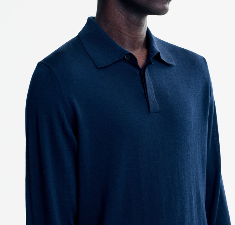Charles Men’s Long Sleeve Polo in Navy