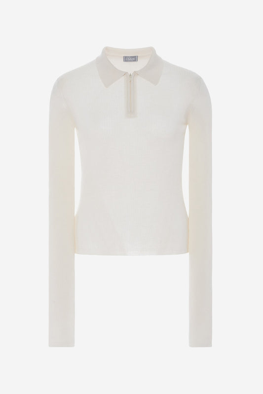 Odette Quarter Zip Polo in White