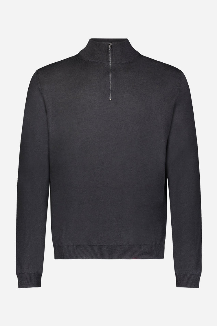 Cecil Men’s Quarter Zip-Up Sweater in Charcoal Grey