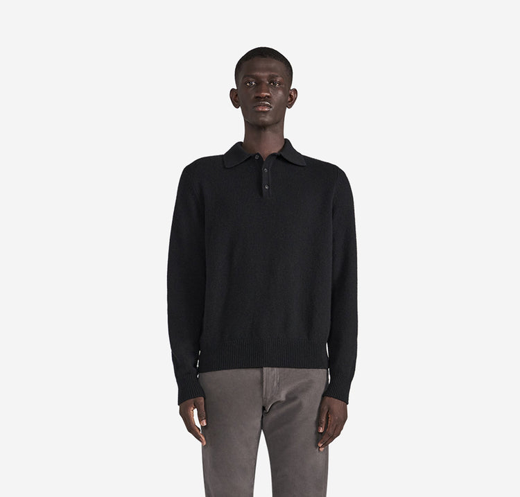Harry Unisex Cashmere Polo in Black