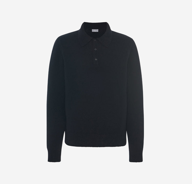 Harry Unisex Cashmere Polo in Black
