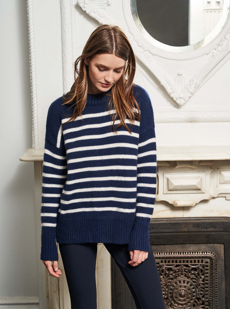 Marin Sweater in Navy & Cream