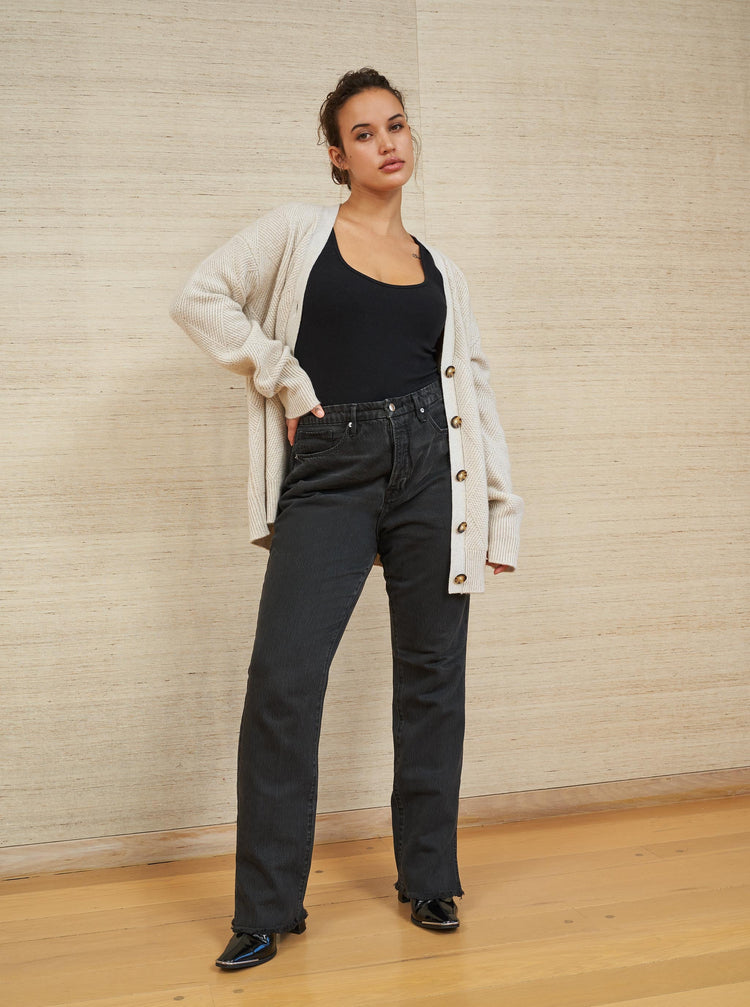 Basket Stitch Cardigan in Tan & Cream