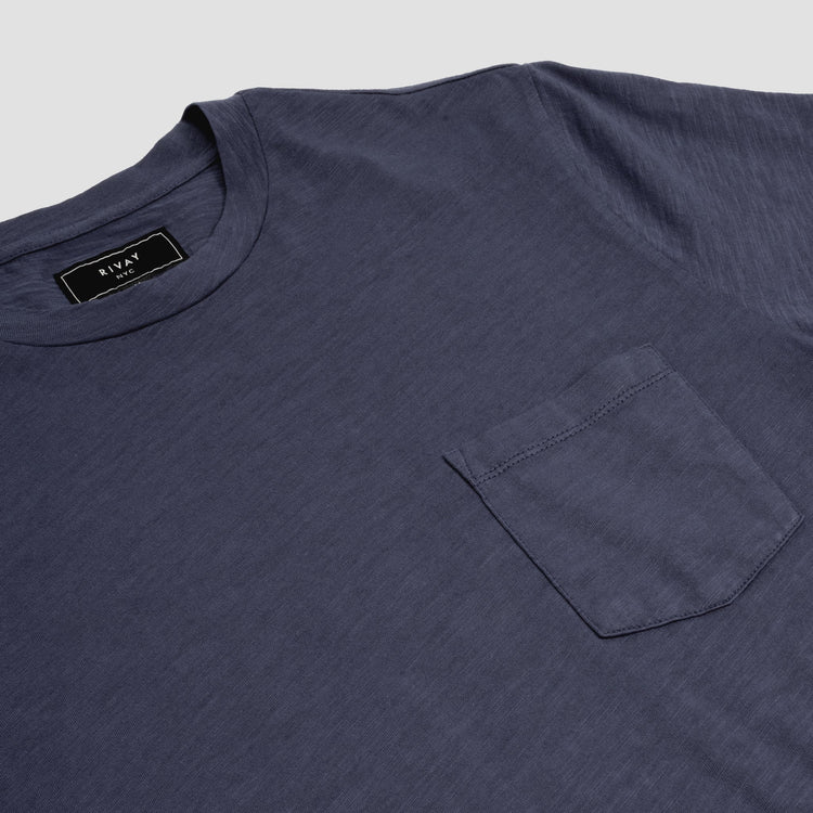 Pocket Cotton Tee in French Blue