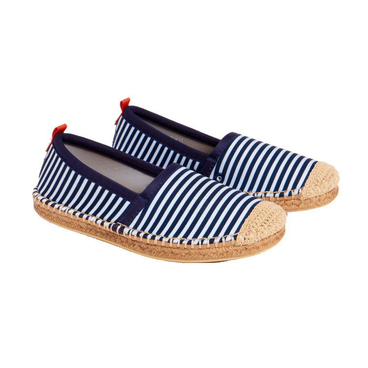 Kids Beachcomber Espadrille in Navy and White Microstripe