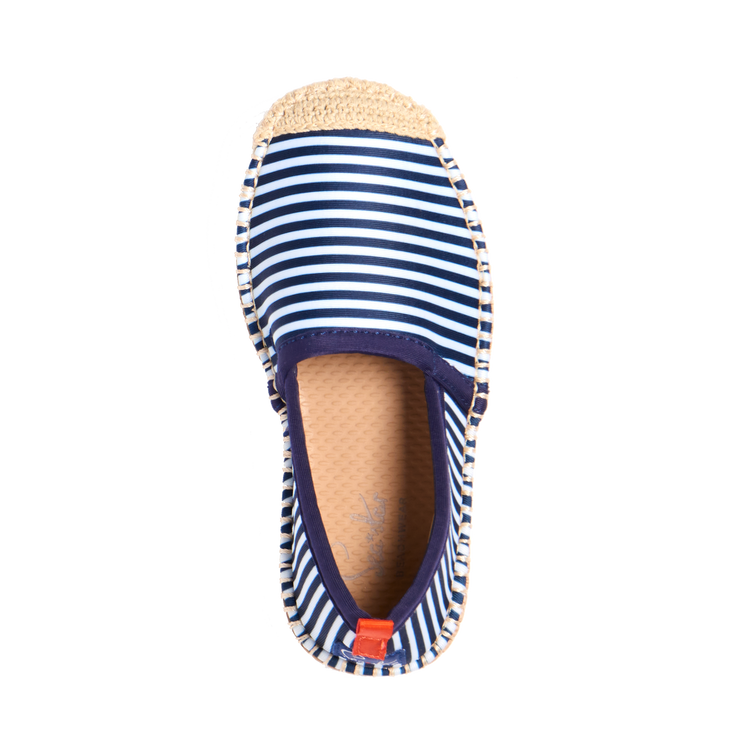 Kids Beachcomber Espadrille in Navy and White Microstripe